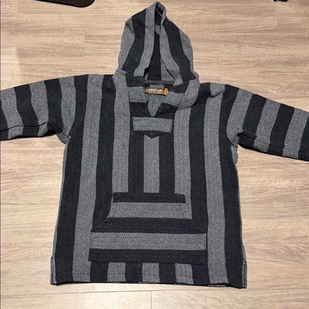 Retrofit Black and Gray Striped Hoodie Jacket